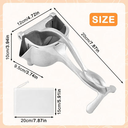 Manual Citrus Juicer Lemon Squeezer with Pour Spout and 4 Filter Bags