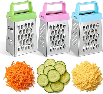 6-Pack Mini Cheese Grater Stainless Steel Hand Grater Box for Garlic Ginger Vegetables Fruit Slicing Shredding Mashing Non-Slip Handle 2.63 X 1.45 X 1.06 in