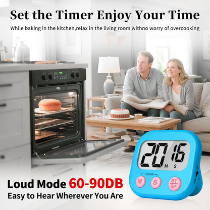 Digital Kitchen Classroom Timers for Kids Cooking 6pcs Blu Grn Pur
