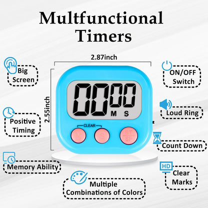 Digital Kitchen Classroom Timers for Kids Cooking 6pcs Blu Grn Pur