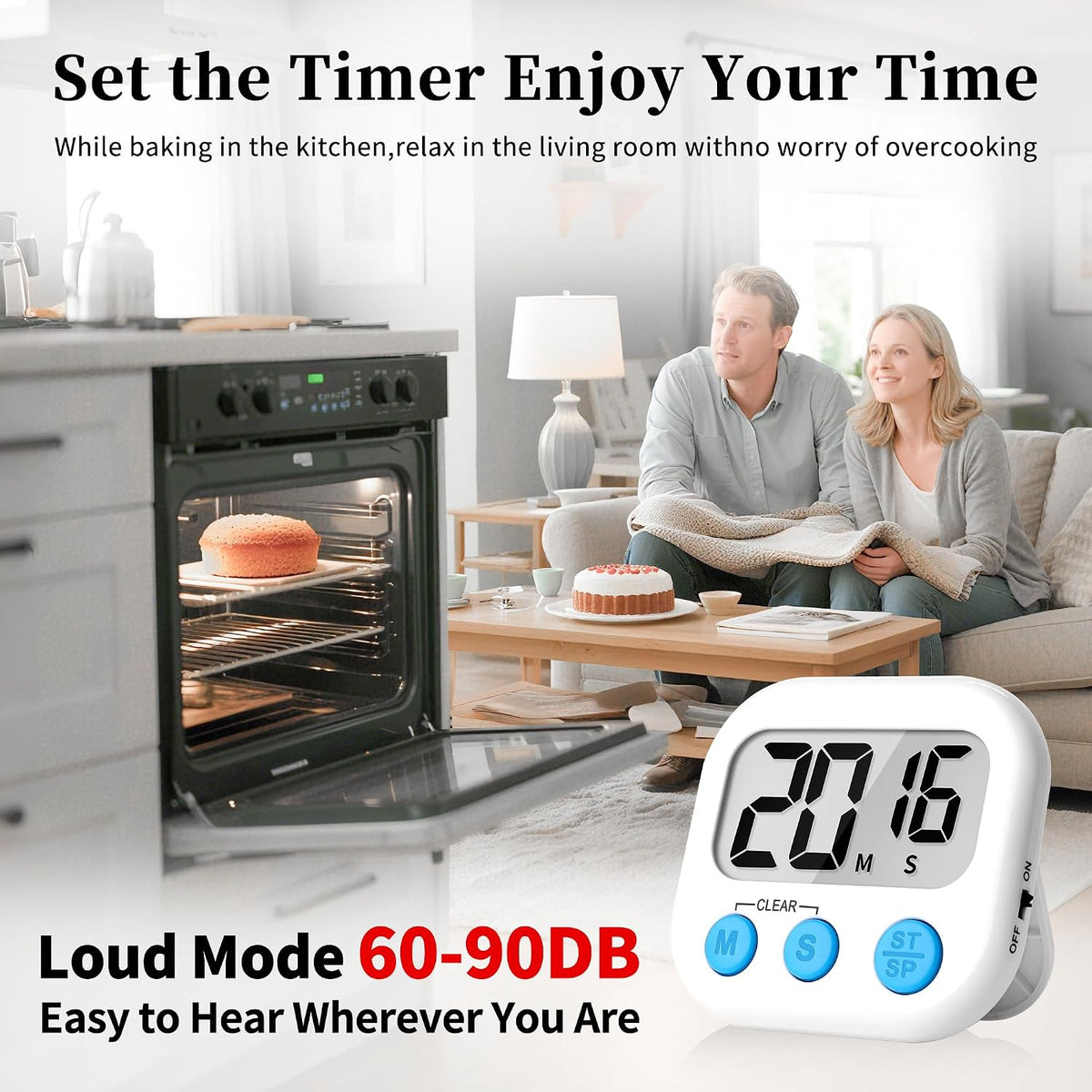 Digital Kitchen Classroom Timers for Kids Cooking 6pcs Blu Grn Pur