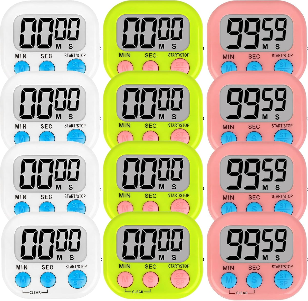 Digital Kitchen Classroom Timers for Kids Cooking 6pcs Blu Grn Pur