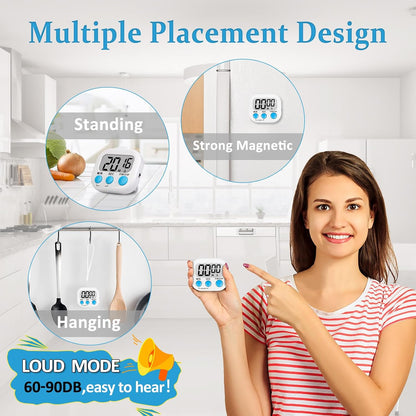 Digital Kitchen Classroom Timers for Kids Cooking 6pcs Blu Grn Pur