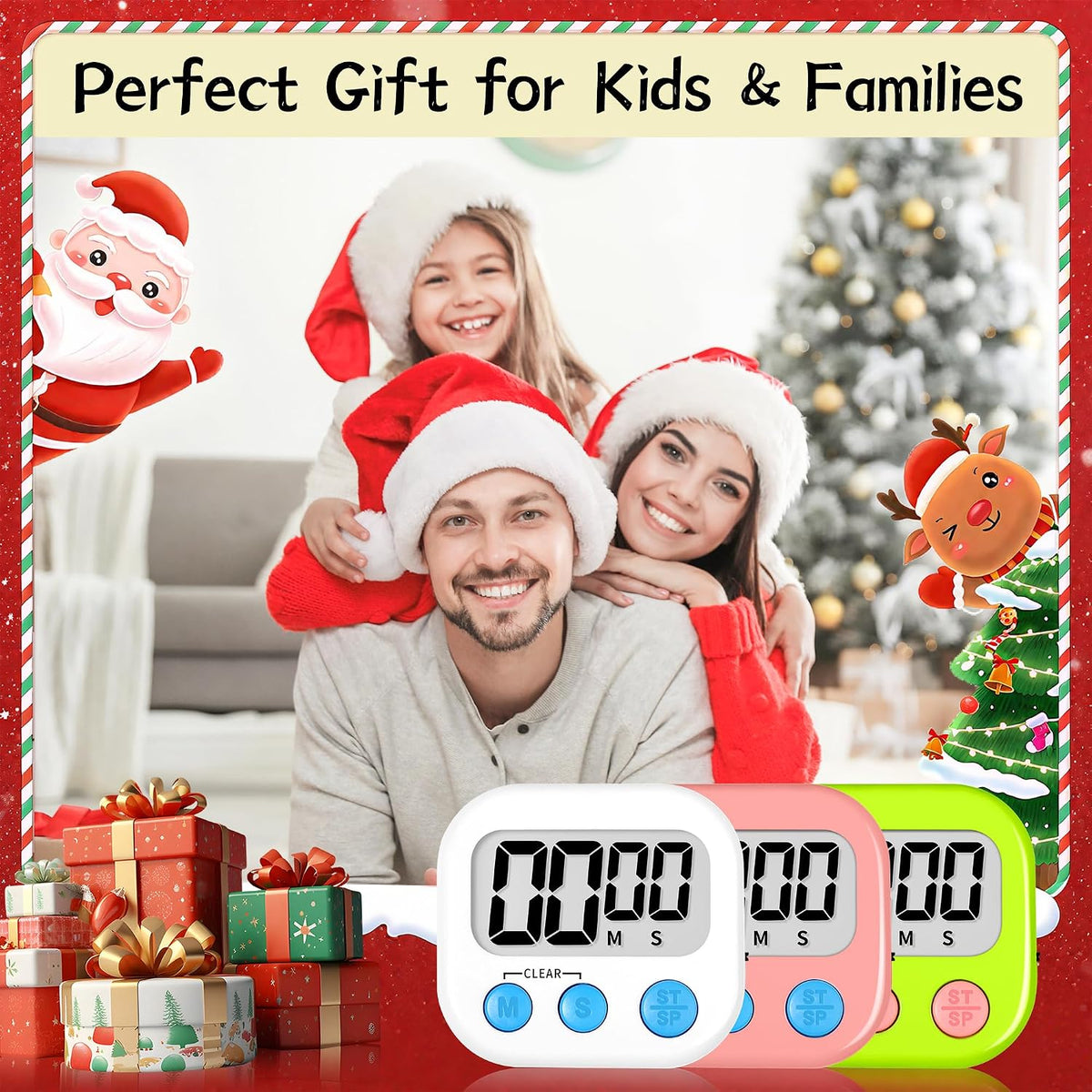 Digital Kitchen Classroom Timers for Kids Cooking 6pcs Blu Grn Pur