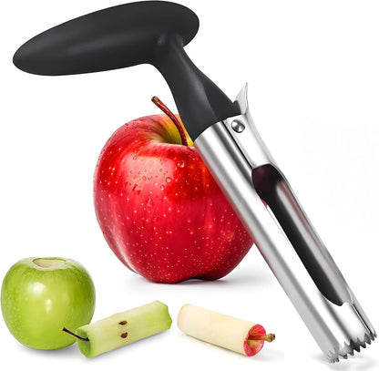 Premium Stainless Steel Apple Corer, Red | Apple corer Remover, Sharp Serrated Blade for Apples Pears Bell Peppers Jalapeños, Dishwasher Safe