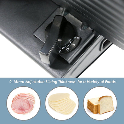EMT-625B Deli Meat Slicer, Adjustable Thickness, 7.5" Stainless Steel & Black