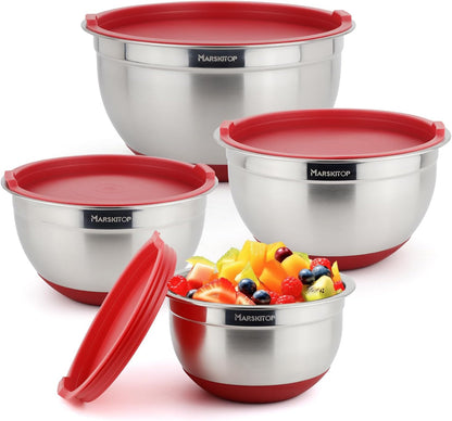 Stainless Steel Mixing Bowls with Lids Set, Size 5, 3, 2, 1.5QT
