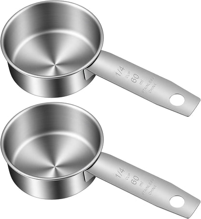 2 Pcs 60ml/2oz 1/4 Cup Scoop, Quarter Cup Scoop Stainless Steel