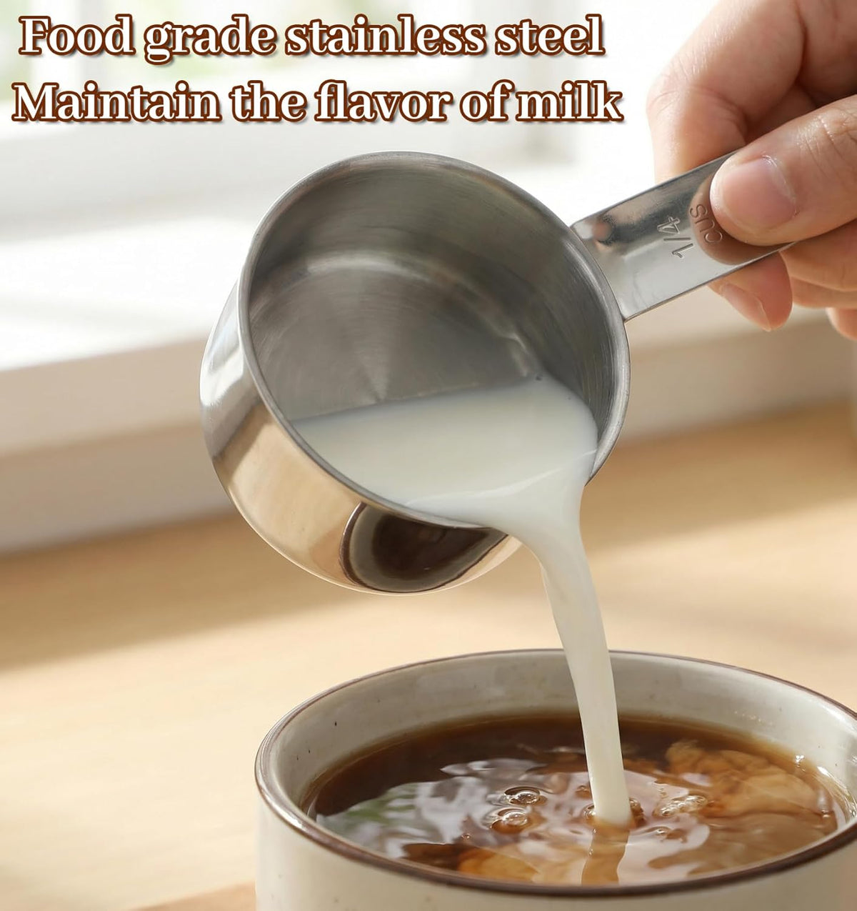 2 Pcs 60ml/2oz 1/4 Cup Scoop, Quarter Cup Scoop Stainless Steel
