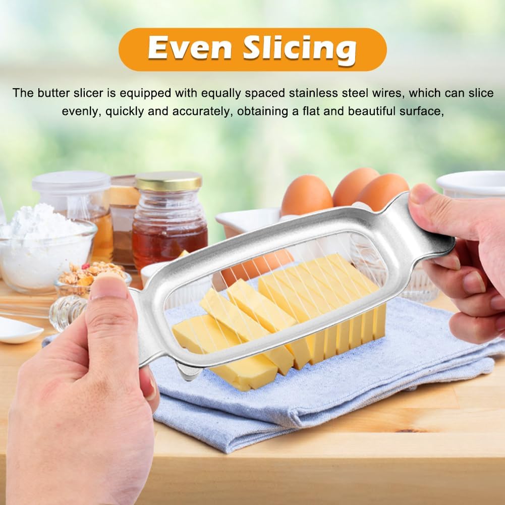 Cheese Slicer with 2 Butter Spreader Knives, Stainless Steel Wire Cutter
