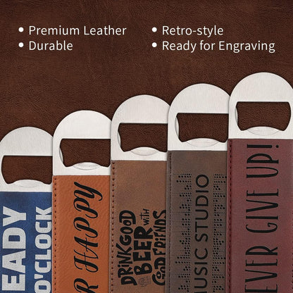 8 Pack Leather Flat Bottle Opener 7" Yellow Brown for Engraving