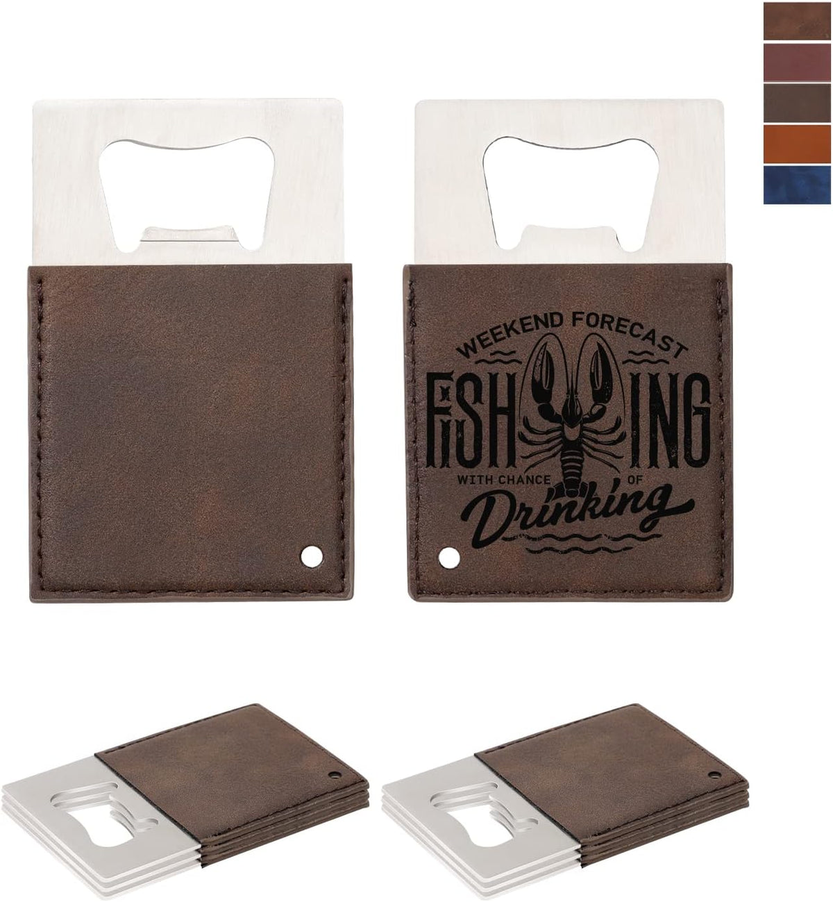 8 Pack Leather Flat Bottle Opener 7" Yellow Brown for Engraving