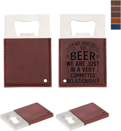 8 Pack Leather Flat Bottle Opener 7" Yellow Brown for Engraving
