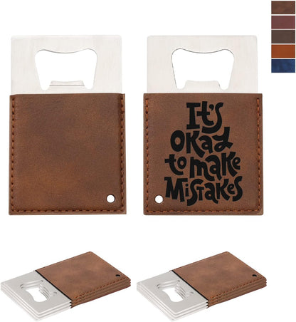 8 Pack Leather Flat Bottle Opener 7" Yellow Brown for Engraving