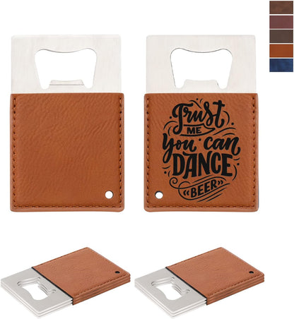 8 Pack Leather Flat Bottle Opener 7" Yellow Brown for Engraving