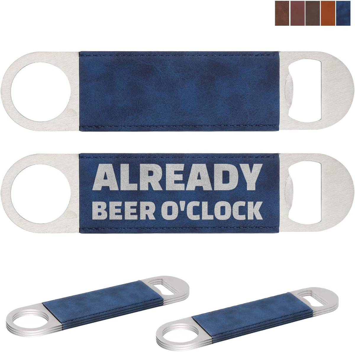 8 Pack Leather Flat Bottle Opener 7" Yellow Brown for Engraving