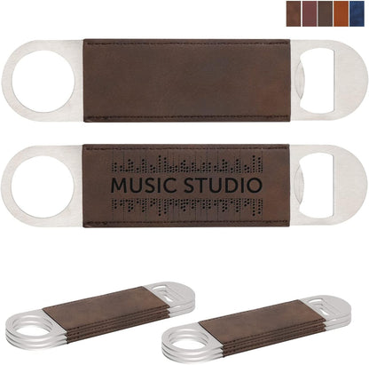 8 Pack Leather Flat Bottle Opener 7" Yellow Brown for Engraving