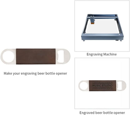 8 Pack Leather Flat Bottle Opener 7" Yellow Brown for Engraving
