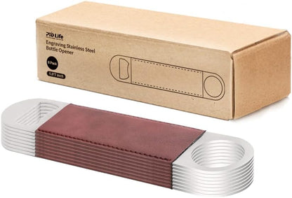 8 Pack Leather Flat Bottle Opener 7" Yellow Brown for Engraving
