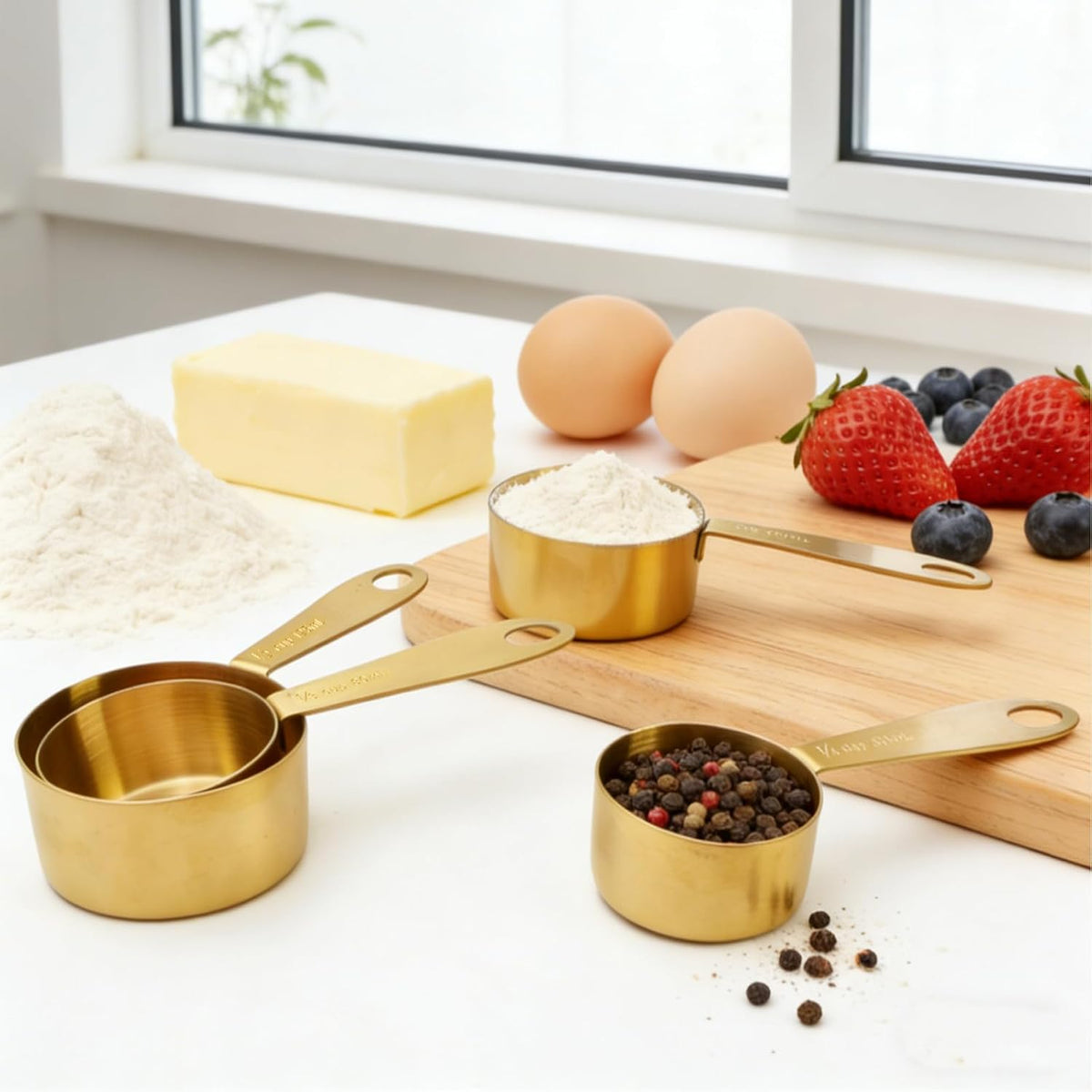 Gold Magnetic Measuring Cups and Spoons Set，12-Piece