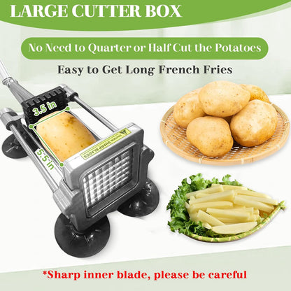 Commercial French Fry Cutter Heavy Duty Potato Slicer with 3/8&1/4&1/2 Inch Blade, Stainless Steel Potato Chopper French Fries Cutter with Suction Feet for Potato Carrot Yam Cucumbers