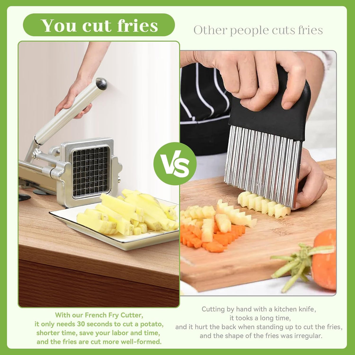 Commercial French Fry Cutter Heavy Duty Potato Slicer with 3/8&1/4&1/2 Inch Blade, Stainless Steel Potato Chopper French Fries Cutter with Suction Feet for Potato Carrot Yam Cucumbers