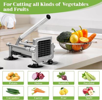 Commercial French Fry Cutter Heavy Duty Potato Slicer with 3/8&1/4&1/2 Inch Blade, Stainless Steel Potato Chopper French Fries Cutter with Suction Feet for Potato Carrot Yam Cucumbers
