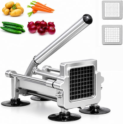 Commercial French Fry Cutter Heavy Duty Potato Slicer with 3/8&1/4&1/2 Inch Blade, Stainless Steel Potato Chopper French Fries Cutter with Suction Feet for Potato Carrot Yam Cucumbers