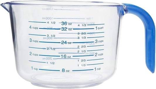 03212 4-1/2 Cup Cool Grip Measure Cup, 36-Ounce Capacity, Plastic with Blue Handle and Graduates