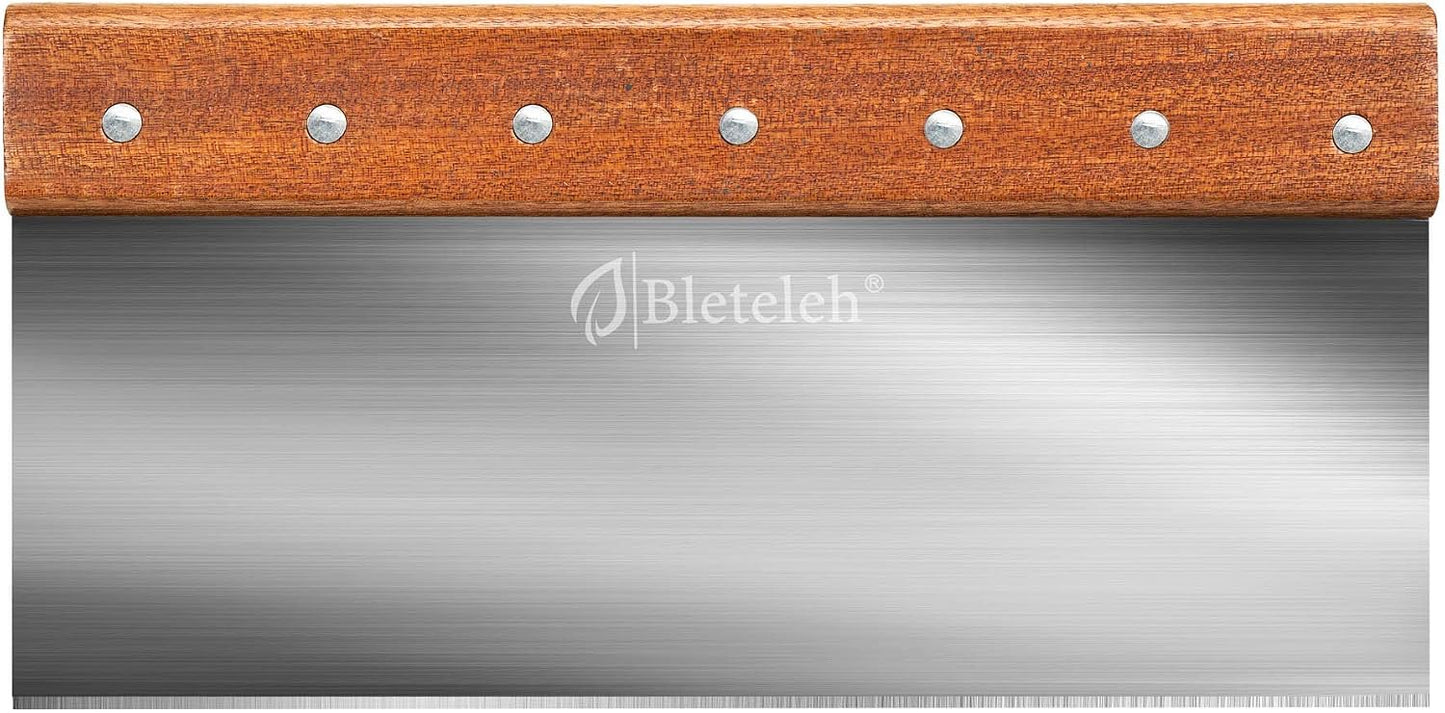 10-inch Long Bench/Dough Scraper, Stainless Steel Blade, Commercial Kitchen Tool with Wooden Handle (10-inch long)