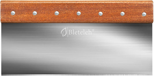 10-inch Long Bench/Dough Scraper, Stainless Steel Blade, Commercial Kitchen Tool with Wooden Handle (10-inch long)