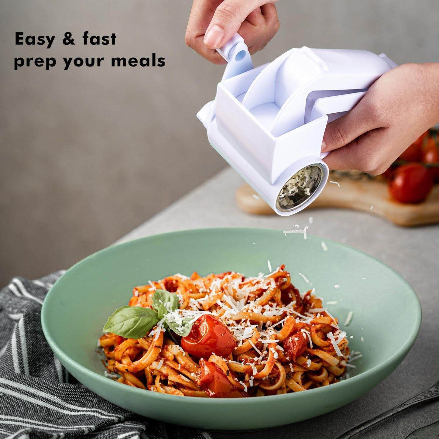 Rotary Cheese Grater with Handle, Handheld Cheese Grater with 2 Stainless Steel Drums for Cheese Nuts Chocolates Vegetables, Includes Extra Handle