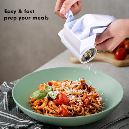 Rotary Cheese Grater with Handle, Handheld Cheese Grater with 2 Stainless Steel Drums for Cheese Nuts Chocolates Vegetables, Includes Extra Handle