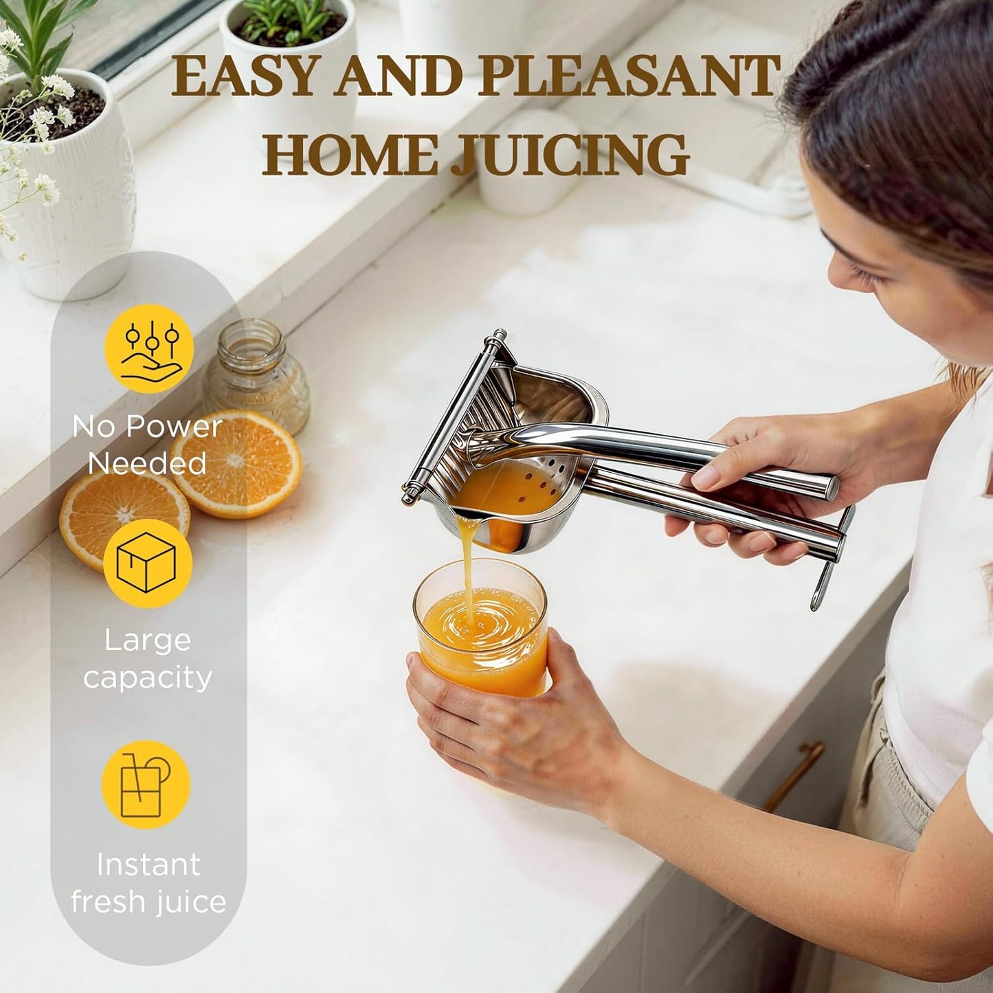 Fruit Juice Squeezer, Lemon Squeezer Manual, Non-Slip Ergonomic Grip, Easy to Use & Clean, 2026 New Upgraded Efficient Extraction of Citrus, and Other Fruits