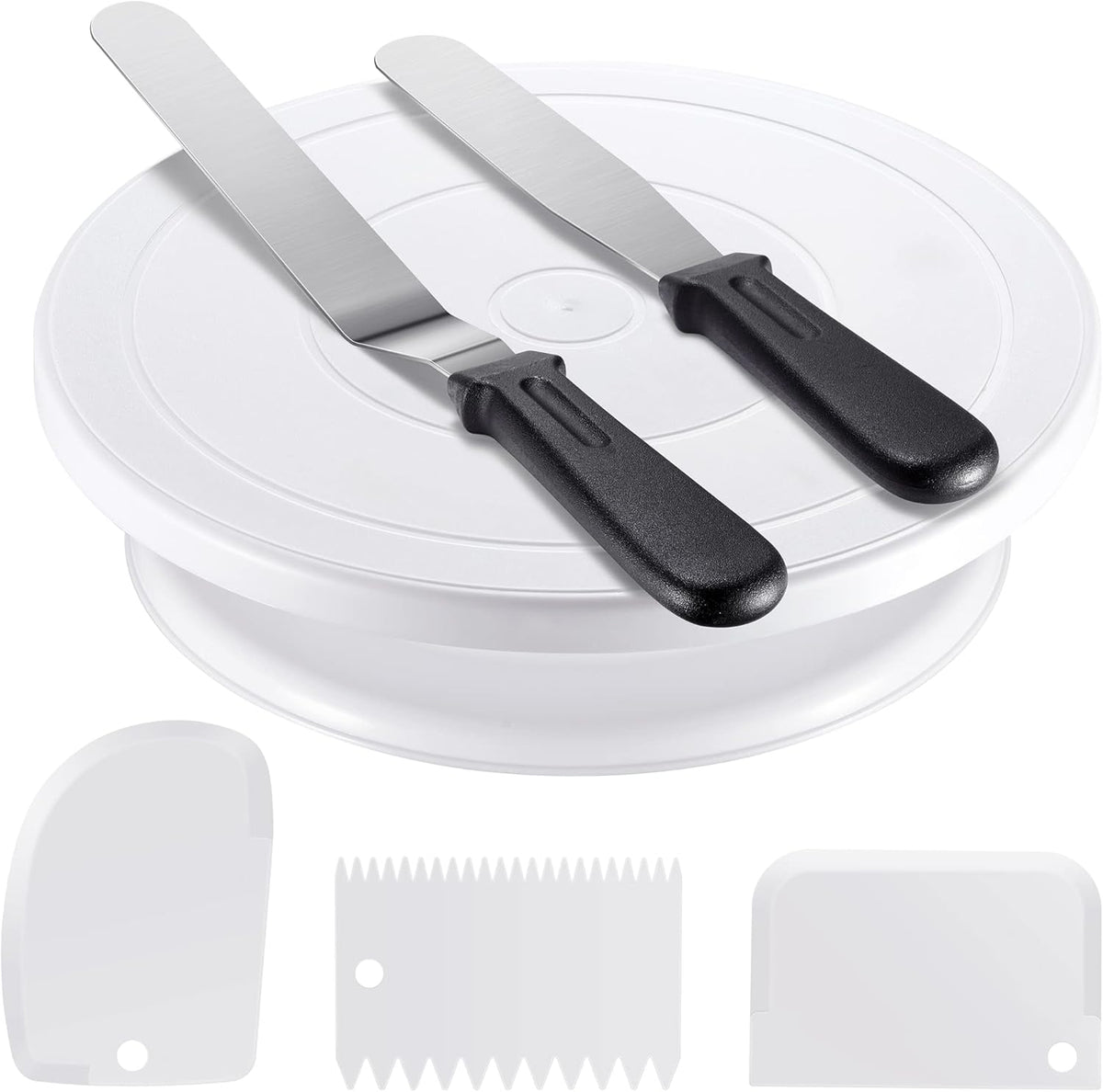 Cake Decorating Kit with Turntable Baking Supplies for Beginner Pros | Essential Baking Tools with Cake Stand Turntable, 2 Spatulas,3 Icing Scrapers, Video Tutorial, Pattern Chart, Starter kit