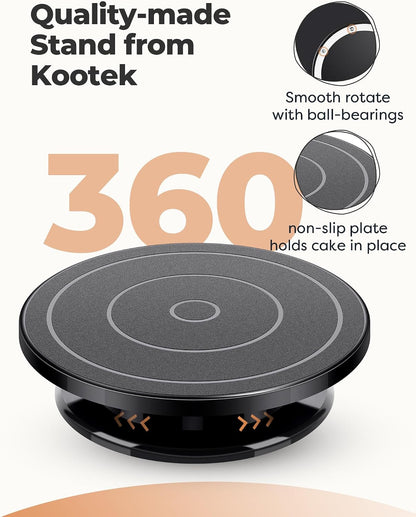 Cake Decorating Kit with Turntable Baking Supplies for Beginner Pros | Essential Baking Tools with Cake Stand Turntable, 2 Spatulas,3 Icing Scrapers, Video Tutorial, Pattern Chart, Starter kit