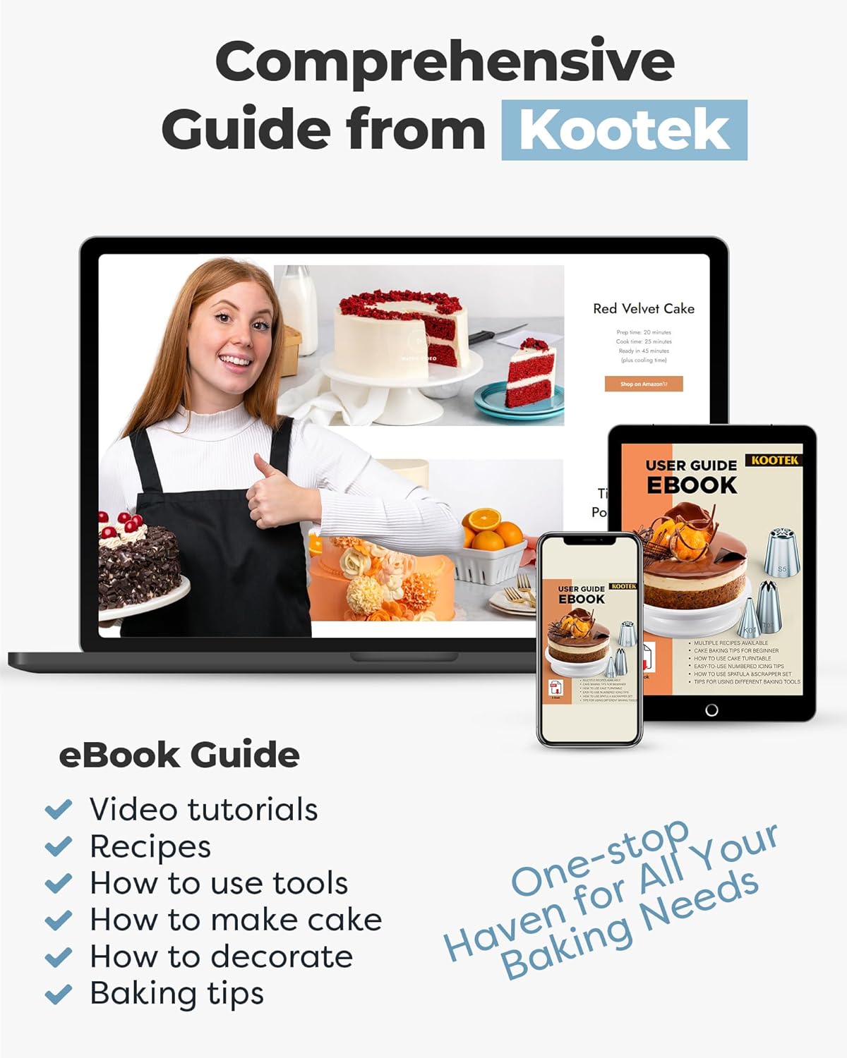 Cake Decorating Kit with Turntable Baking Supplies for Beginner Pros | Essential Baking Tools with Cake Stand Turntable, 2 Spatulas,3 Icing Scrapers, Video Tutorial, Pattern Chart, Starter kit