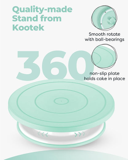 Cake Decorating Kit with Turntable Baking Supplies for Beginner Pros | Essential Baking Tools with Cake Stand Turntable, 2 Spatulas,3 Icing Scrapers, Video Tutorial, Pattern Chart, Starter kit
