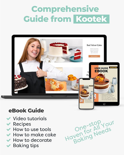 Cake Decorating Kit with Turntable Baking Supplies for Beginner Pros | Essential Baking Tools with Cake Stand Turntable, 2 Spatulas,3 Icing Scrapers, Video Tutorial, Pattern Chart, Starter kit