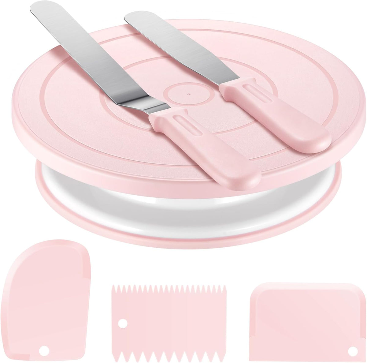 Cake Decorating Kit with Turntable Baking Supplies for Beginner Pros | Essential Baking Tools with Cake Stand Turntable, 2 Spatulas,3 Icing Scrapers, Video Tutorial, Pattern Chart, Starter kit
