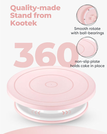 Cake Decorating Kit with Turntable Baking Supplies for Beginner Pros | Essential Baking Tools with Cake Stand Turntable, 2 Spatulas,3 Icing Scrapers, Video Tutorial, Pattern Chart, Starter kit