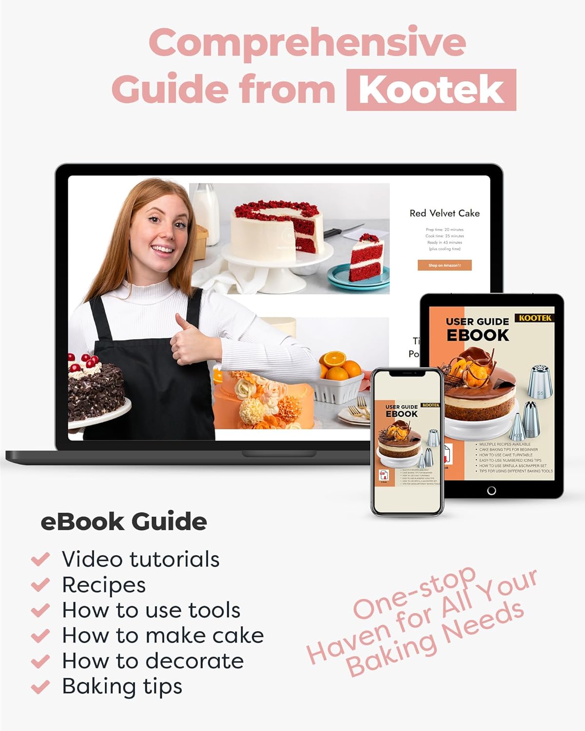 Cake Decorating Kit with Turntable Baking Supplies for Beginner Pros | Essential Baking Tools with Cake Stand Turntable, 2 Spatulas,3 Icing Scrapers, Video Tutorial, Pattern Chart, Starter kit