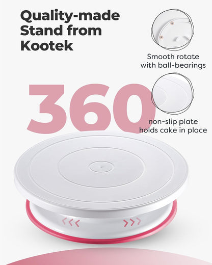 Cake Decorating Kit with Turntable Baking Supplies for Beginner Pros | Essential Baking Tools with Cake Stand Turntable, 2 Spatulas,3 Icing Scrapers, Video Tutorial, Pattern Chart, Starter kit