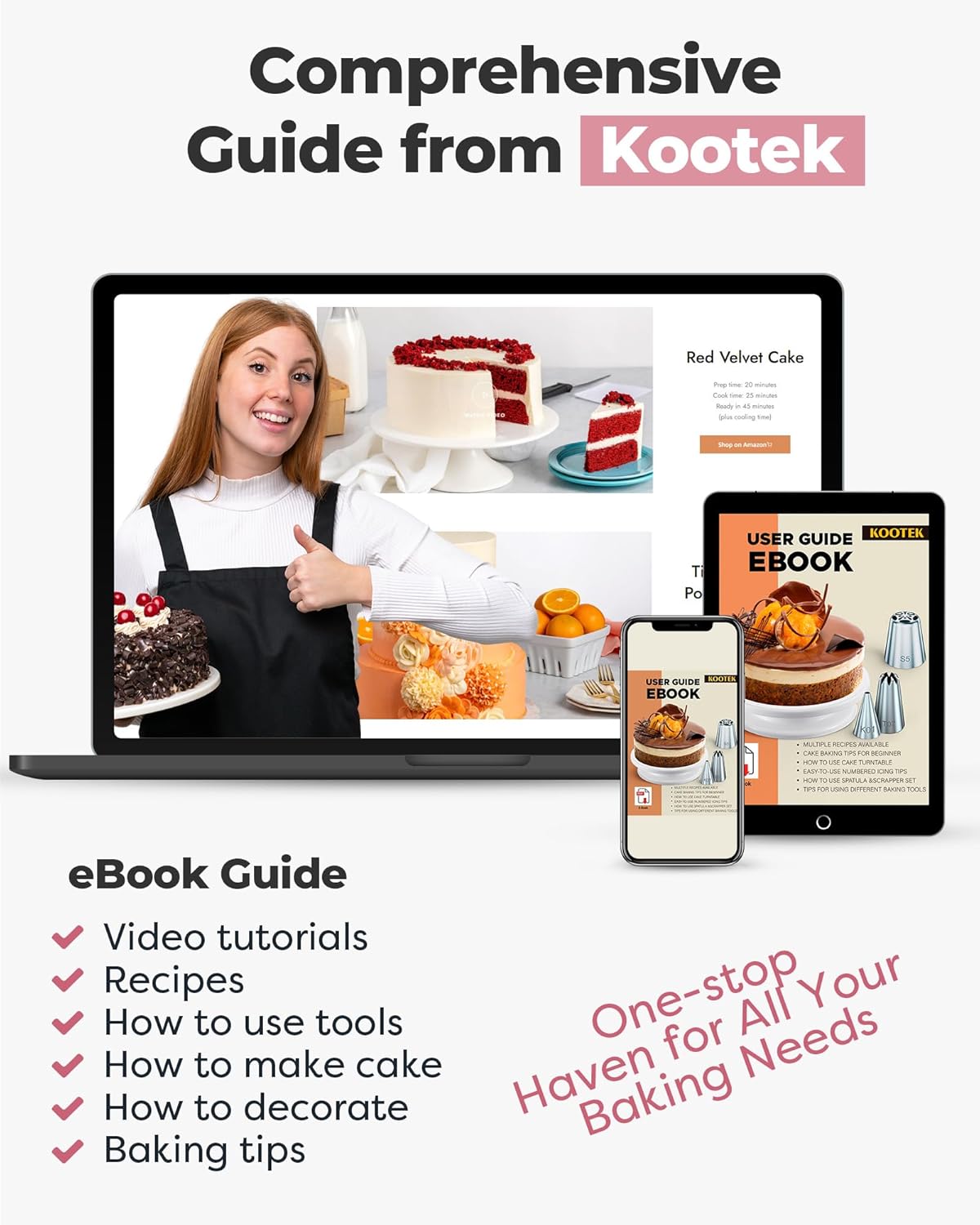 Cake Decorating Kit with Turntable Baking Supplies for Beginner Pros | Essential Baking Tools with Cake Stand Turntable, 2 Spatulas,3 Icing Scrapers, Video Tutorial, Pattern Chart, Starter kit