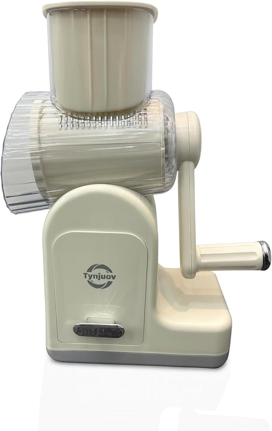 Off-White Cheese Grater Hand Crank, Rotary Cheese Shredder & Vegetable Chopper, Kitchen Gadgets Multi-Function Graters for Kitchen