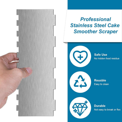 3 Pcs Stainless Steel Cake Scraper, Double Pattern Edges
