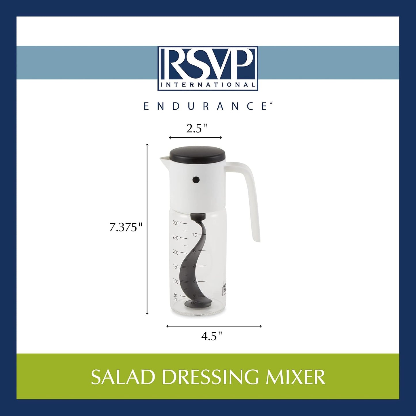 Kitchen Accessories Collection Oil & Dressing, Mixer, 1.25 Cup Capacity, Glass Bottom