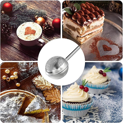 Powdered Sugar Shaker Duster Flour Sifter, Stainless Steel Fine Mesh Sifter and Operated Handle Flour Duster for Baking Sugar Tea Spices Strainers