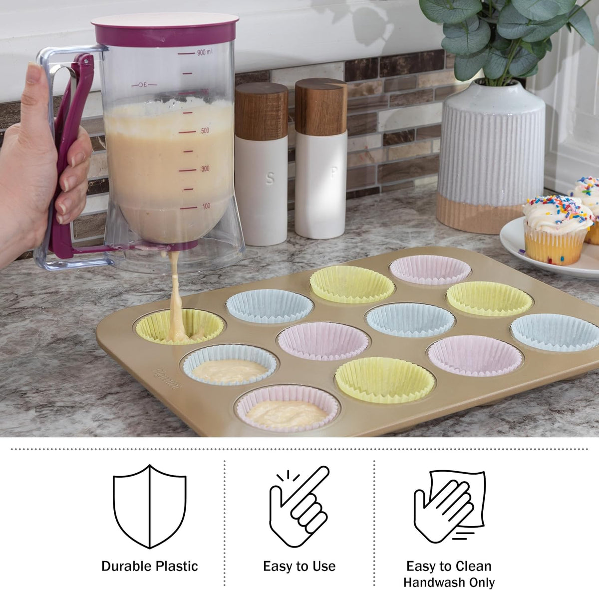 Classic Cuisine 4-Cup Pancake Batter Dispenser, Purple