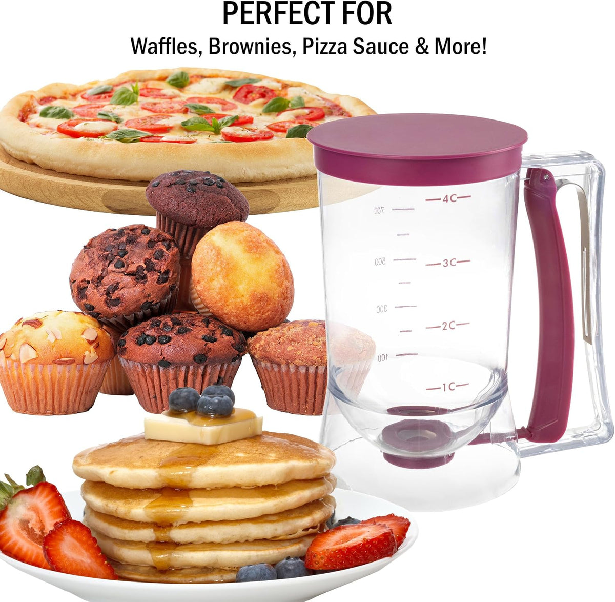 Classic Cuisine 4-Cup Pancake Batter Dispenser, Purple